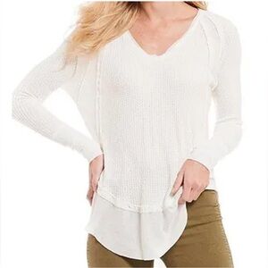 We the free white long sleeve Henley Laguna top shirt free people size Small